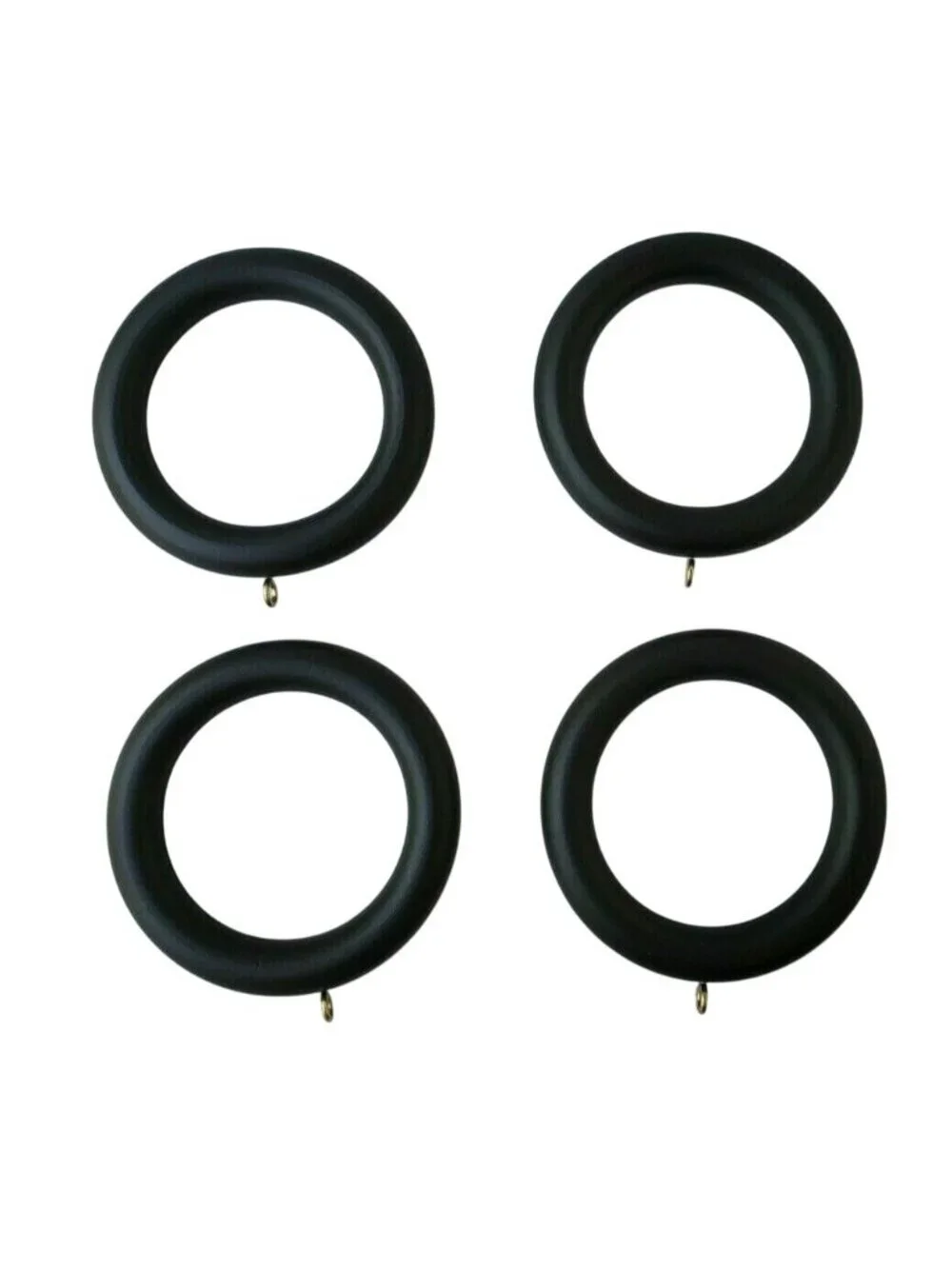 Dark Brown Wood Drapery Rings Set of 4 Curtain Rod Hardware 2 Inch